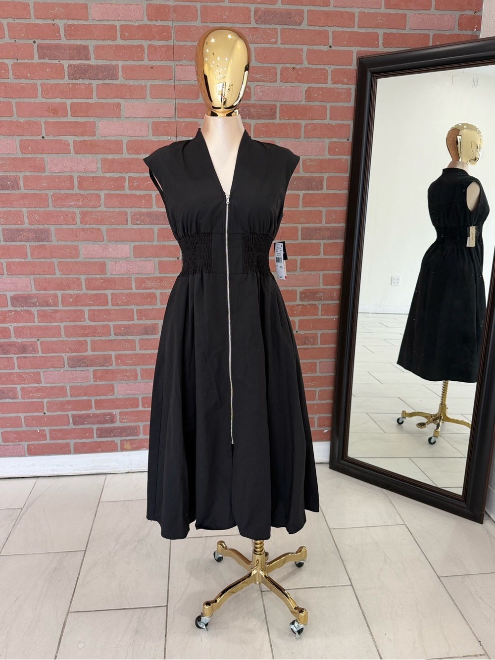 Seven7 Black Zip-Front Midi Dress